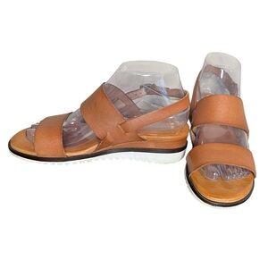 BERTUCHI Made In Spain Genuine Leather Dbl Band Slingback Wedge Sandals Size 7.5